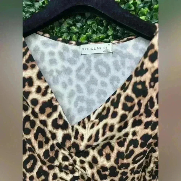 POPULAR 21 BLACK AND TAN LEOPARD PRINT MINI DRESS SIZE M - Picture 4 of 4